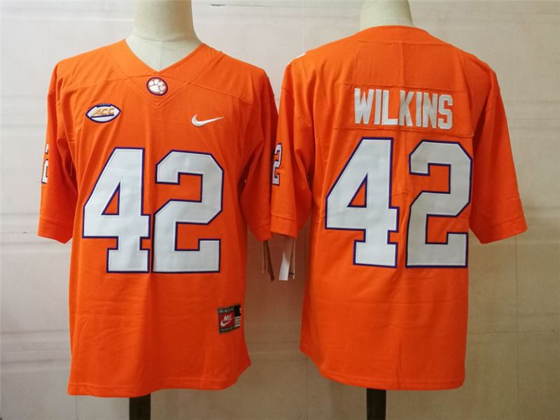 Men Clemson Tigers 42 Wilkins Orange Nike 2025 NCAA Jersey